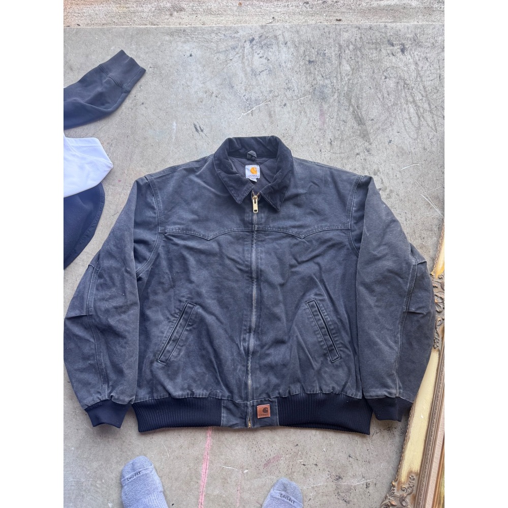 Carhartt J14 BLK Santa Fe Sandstone Duck Jacket Black 2XL Vintage Workwear